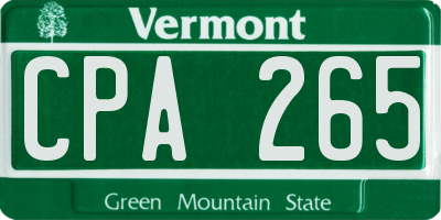 VT license plate CPA265