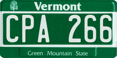 VT license plate CPA266