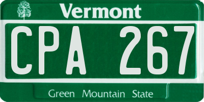 VT license plate CPA267