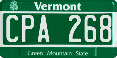 VT license plate CPA268