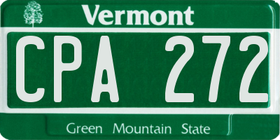 VT license plate CPA272
