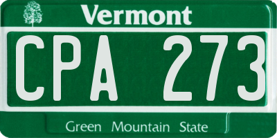 VT license plate CPA273