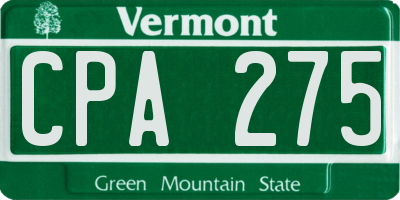 VT license plate CPA275