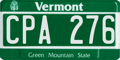 VT license plate CPA276