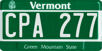 VT license plate CPA277