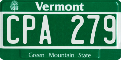 VT license plate CPA279