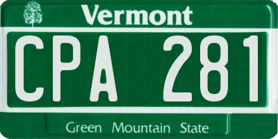 VT license plate CPA281