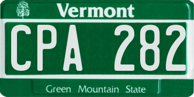 VT license plate CPA282