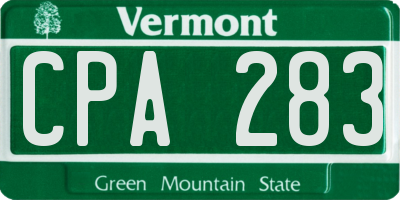 VT license plate CPA283