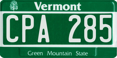 VT license plate CPA285
