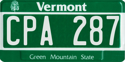 VT license plate CPA287