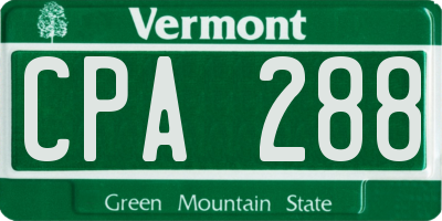 VT license plate CPA288