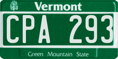 VT license plate CPA293