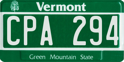 VT license plate CPA294