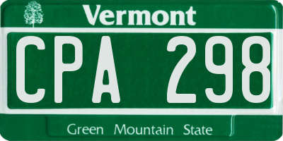 VT license plate CPA298