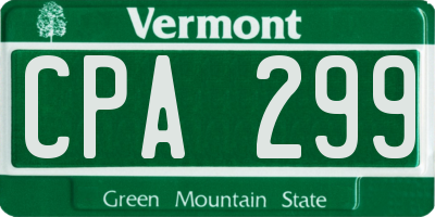 VT license plate CPA299
