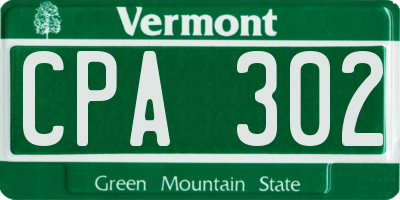 VT license plate CPA302