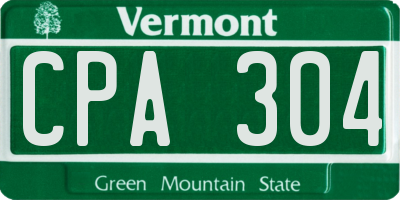 VT license plate CPA304