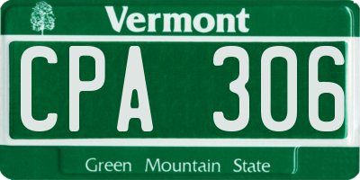 VT license plate CPA306
