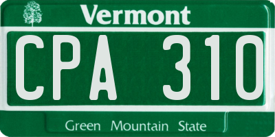 VT license plate CPA310