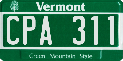 VT license plate CPA311