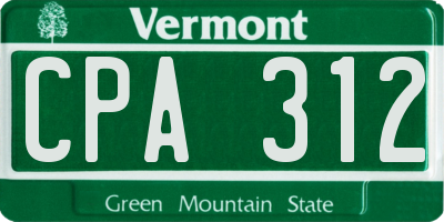 VT license plate CPA312