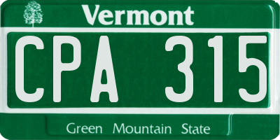 VT license plate CPA315