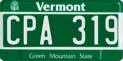 VT license plate CPA319