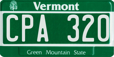 VT license plate CPA320