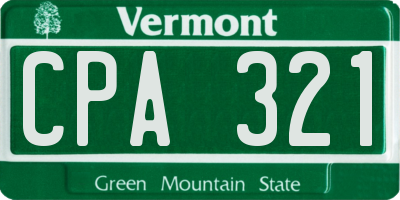 VT license plate CPA321