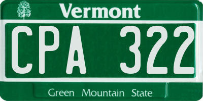 VT license plate CPA322