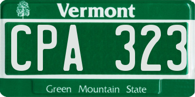 VT license plate CPA323