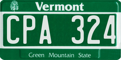 VT license plate CPA324