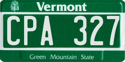 VT license plate CPA327
