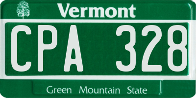VT license plate CPA328
