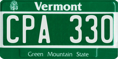 VT license plate CPA330