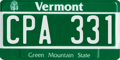 VT license plate CPA331