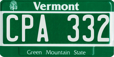 VT license plate CPA332