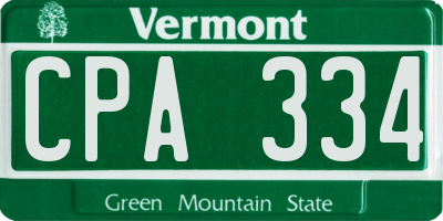 VT license plate CPA334