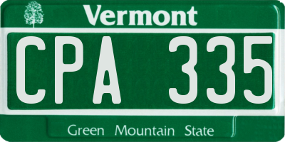 VT license plate CPA335