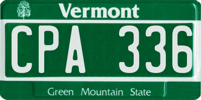VT license plate CPA336