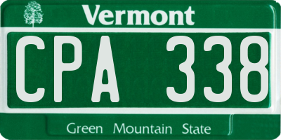 VT license plate CPA338