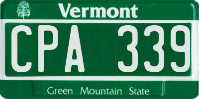 VT license plate CPA339
