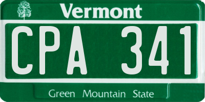 VT license plate CPA341