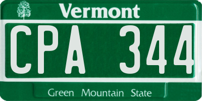 VT license plate CPA344