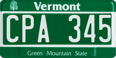 VT license plate CPA345