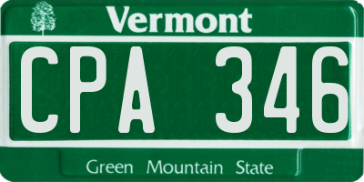 VT license plate CPA346