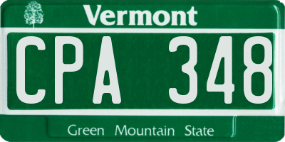 VT license plate CPA348
