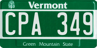 VT license plate CPA349