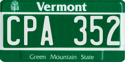 VT license plate CPA352